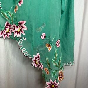 Vintage Green Floral Embroidered wedding Indonesian wedding blouse (Kayaba)